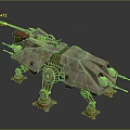 Rusty Mechanical Creature Character With Four Legs And Cannon Weapon Design 3d model
