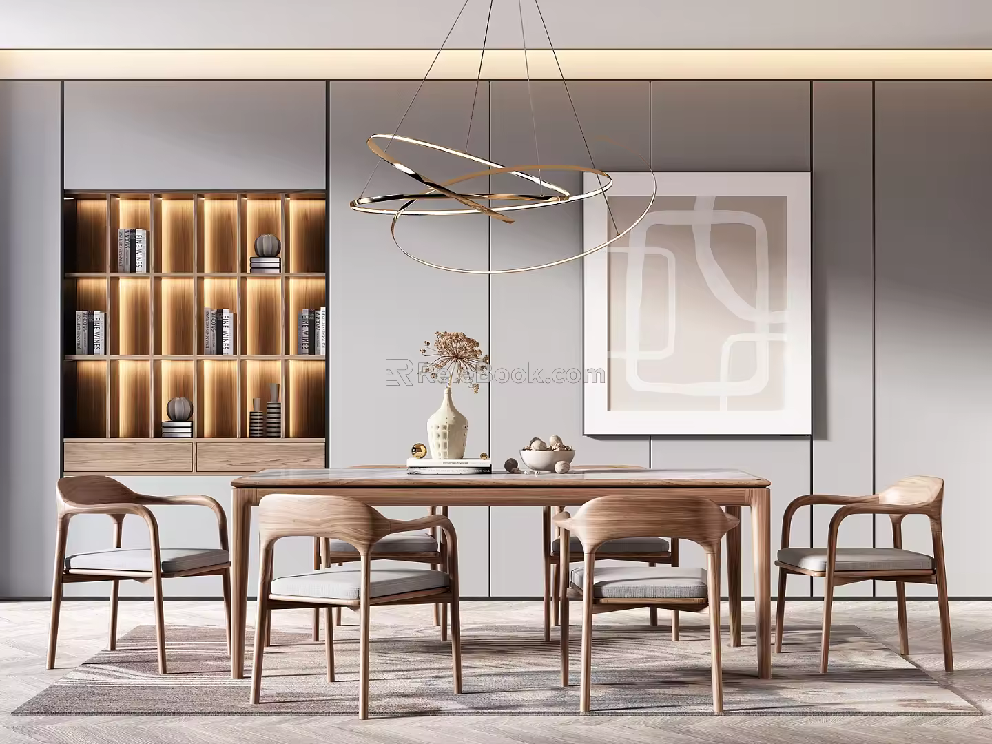 Nordic Dining Table and Chair Combination 3d model