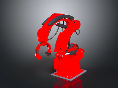 Red Industrial Robotic Arm Commercial Equipment For Automated Manufacturing Applications 3d model
