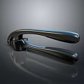 Black Metal Garlic Press with Smooth Surface and Long Reflective Handles for Kitchen Use 3d model