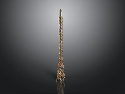 Eiffel Tower Model Detailed Metal Structure With Reflective Base And Decorative Design 3d model