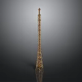Eiffel Tower Model Detailed Metal Structure With Reflective Base And Decorative Design