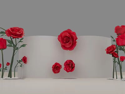 Stunning Photo Spot With Red Roses On Display Stand And White Background 3d model