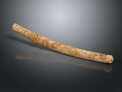 Ancient Carved Ivory Weapon With Intricate Patterns And Traditional Design 3d model