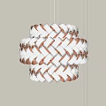 Modern Woven Chandelier With Layered Structure White Exterior And Warm Yellow Lighting