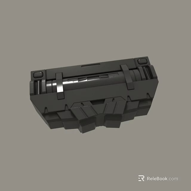 Industrial Black Mechanical Component With Bolted Design And Structural Parts 3d model 