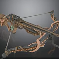 Mechanical Decorative Bow With Orange Cords And Brown Metal Frame