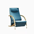 Elegant Modern Blue Velvet Accent Chair with Gold Metal Armrests and Sturdy Legs