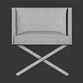 Modern Light Gray Armchair With Crossed Metal Legs And Upholstered Seat