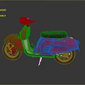 Stylish Red Classic Scooter With Black Seat And Reflection On Gray Background
