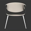 Stylish Modern Leisure Chair With White Upholstered Seat Black Armrests And Silver Metal Legs