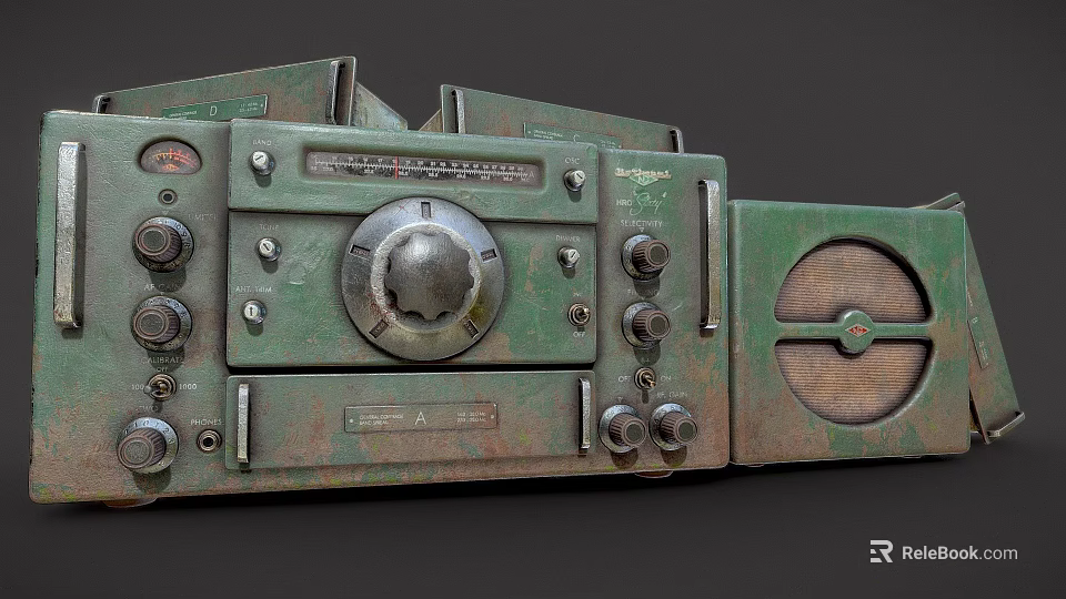 Vintage Green Radio With Rustic Design And Control Panel Knobs 3d model 