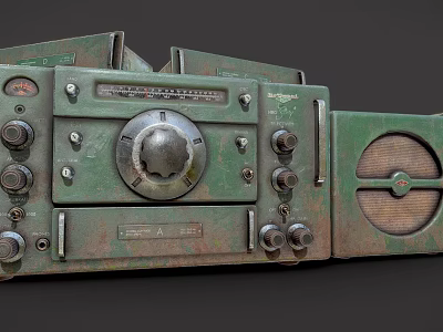 Vintage Green Radio With Rustic Design And Control Panel Knobs 3d model