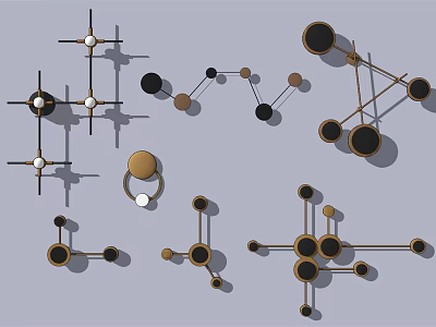 Modern Geometric Wall Lamps Various Styles Black Gold White Metallic Designs 3d model