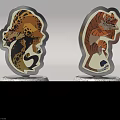 Stylized Monster Trophy With Leopard And Tiger Figures On Speckled Base 3d model