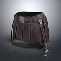 Brown Leather Utility Skirt With Belt Metal Buckle And Functional Pockets