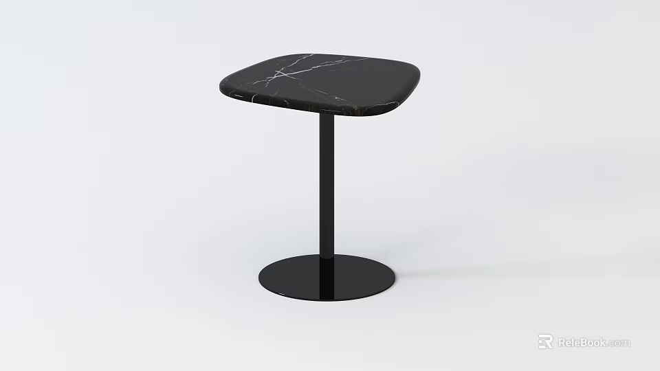 Modern Black Coffee Table With Marble Texture And Round Base Design 3d model