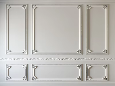 Decorative Wall Design With Modern Frame Moldings And Elegant Panel Lines 3d model