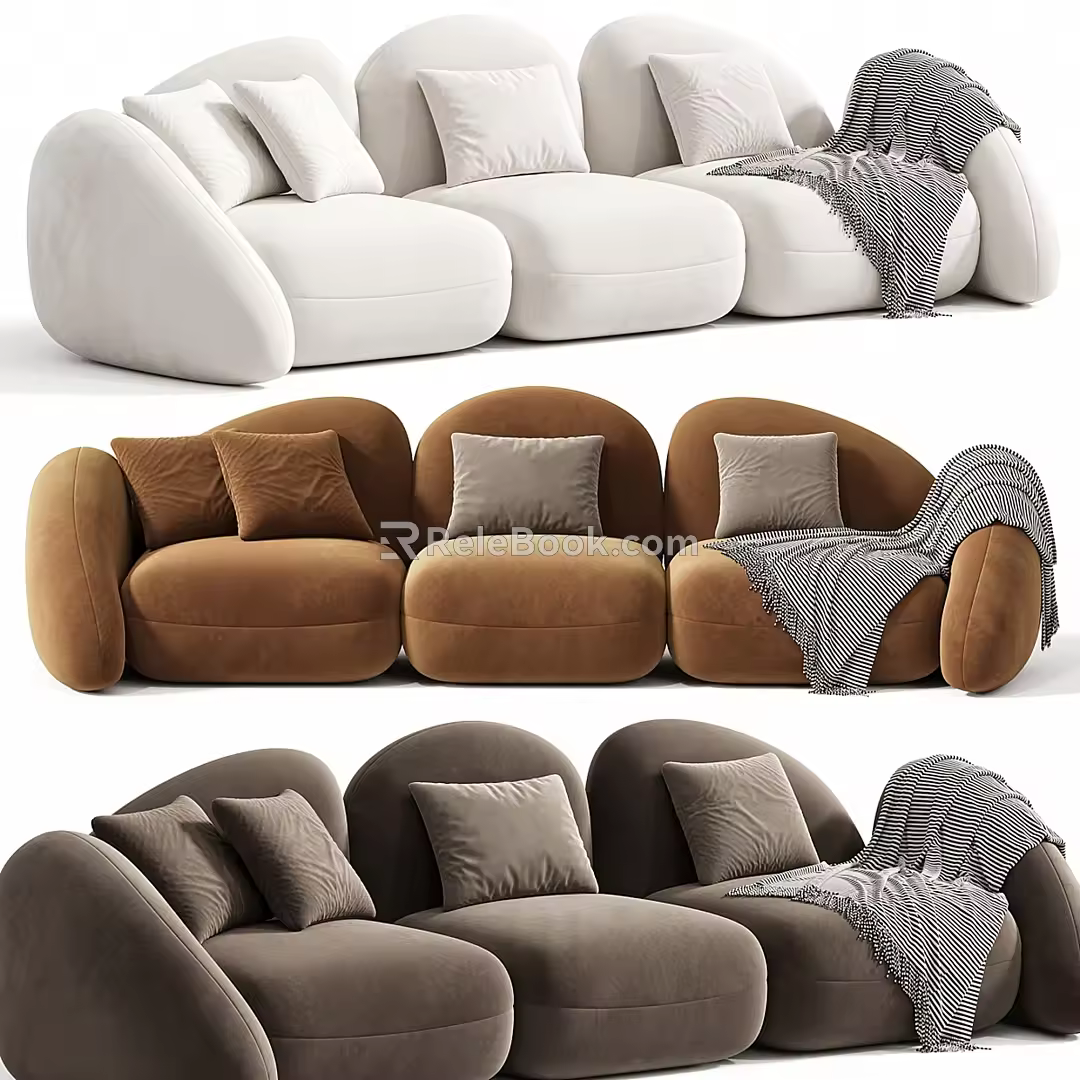 Modern Multiplayer Curved Sofa 3d model