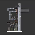 Industrial Machinery Structure With Pipes Control Panels Platform And Storage Boxes