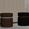 Two Brown And Black Leather Shoe Stools With Modern Design For Indoor Home Decor