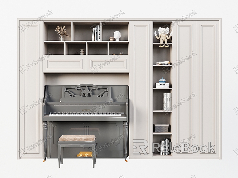 Piano Cabinet Storage Cabinet Bookcase Storage Cabinet model