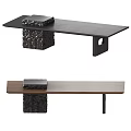 Modern Tea Table and Chairs with Textured Base and Brown Black Table Tops