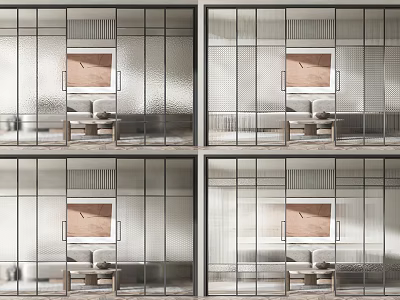 Sleek Modern Sliding Doors With Metal Frame Glass Panels In Home Interior Design 3d model