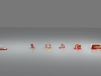 Multiple Red And White Small Boxes In Various Styles Neatly Arranged On Gray Background 3d model