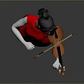 Female In Red Dress Holding Classic Violin With White Gloves And Red Shoes