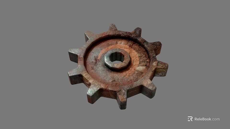 Industrial Hardware Tools Featuring Rusty Metal Gear With Sharp Teeth And Central Hole 3d model 