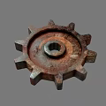 Industrial Hardware Tools Featuring Rusty Metal Gear With Sharp Teeth And Central Hole 3d model