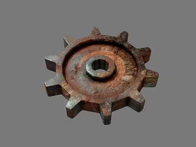 Industrial Hardware Tools Featuring Rusty Metal Gear With Sharp Teeth And Central Hole 3d model