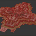 Ancient Architecture Model With Symmetrical Layout Intricate Stone Structures And Multi Level Platforms