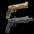 Two Different Colored Handguns With Modern Tactical Design And Grip Features