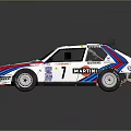 White Martini Racing Car Model With Number 7 And Red Blue Stripes