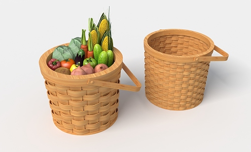 Modern Basket Round Bamboo Basket 3d model