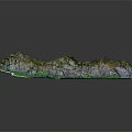 Detailed Realistic 3D Mountainous Terrain Model With Green Vegetation And Rocky Surface