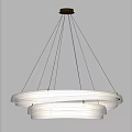 Modern White Chandelier With Circular Rings Hanging In Interior Space