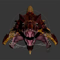 Mythical Fantasy Creature Character With Red Body Yellow Spikes Long Segmented Form