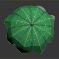 Cute Small Gray Creature Holding Green Leaf Shaped Umbrella Standing On Dark Background