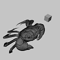 Realistic Crab Figure With Colorful Rubiks Cube On Gray Background