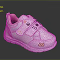 Cute Kids White Sneakers With Pink Cartoon Cat Ears Paw Prints Bear Design Velcro Straps