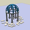 Architectural Blue Dome Outdoor Structure With Black Columns And Stone Slabs