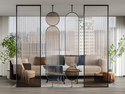 Modern partition glass screen partition 3d model