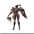 Mechanical Sci-Fi Character Design With Red White Black Armor Wings And Weapon 3d model