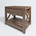 Walnut Wooden Nightstand With Drawer X Shaped Legs And Open Lower Shelf