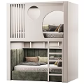 Modern Elegant White Bunk Bed With Soft Green Upholstery Safe Ladder And Practical Storage Design