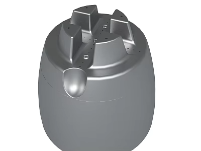 Silver Gray Cylindrical Mechanical Component With Top Interface Structure And Button 3d model
