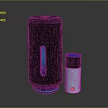 Modern Black And Light Blue Cylindrical Electronic Devices With Illuminated Features
